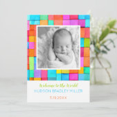水カラフル色アート写真ベビー発表 シーズンカード (スタンド正面)