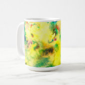 水カラフル色イエローグリーン抽象芸術 コーヒーマグカップ (正面左)