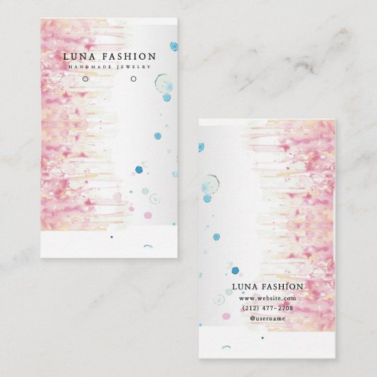 水カラフル色イヤリングとネックレスディスプレイ コーリングカード (正面/裏面)