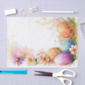 水カラフル色イースターエッグとバニー 薄葉紙 (クラフト)