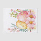 水カラフル色イースターエッグと花 薄葉紙 (正面)