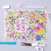 水カラフル色イースターエッグと花 薄葉紙 (クラフト)
