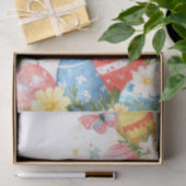 水カラフル色イースターエッグと花 薄葉紙 (ギフト)