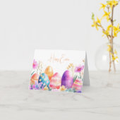 水カラフル色イースターエッグホリデーカード カード (黄色い花)