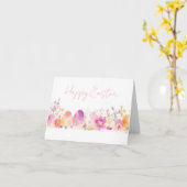 水カラフル色イースターエッグホリデーカード カード (黄色い花)