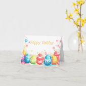 水カラフル色イースターエッグホリデーカード カード (黄色い花)