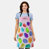 水カラフル色イースターエッグ名前をカスタムする エプロン (着用した状態)