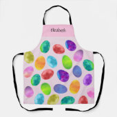 水カラフル色イースターエッグ名前をカスタムする エプロン (正面)