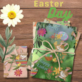 水カラフル色イースターバニー鶏 ラッピングペーパーシート