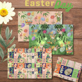 水カラフル色イースターバニー鶏 ラッピングペーパーシート