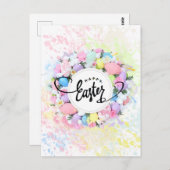 水カラフル色イースターリース書道 ポストカード (正面/裏面)