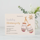 水カラフル色ウィンターウールグローブパーティー 招待状 (スタンド正面)