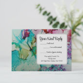 水カラフル色ウェディングRSVPカード 出欠カード (スタンド正面)