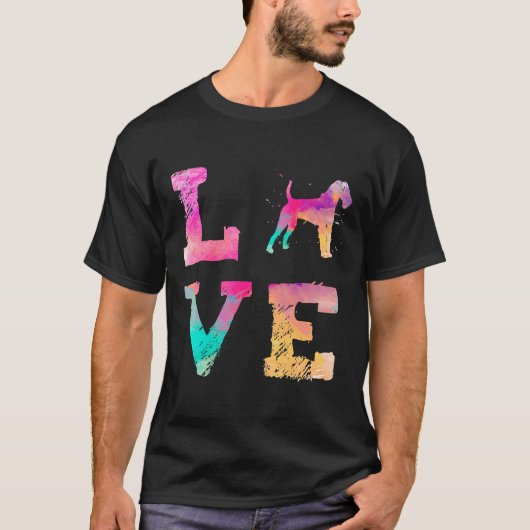 水カラフル色ウェ絵を描ルシュテリア犬の愛R Tシャツ (正面)