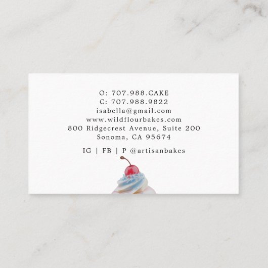 水カラフル色カップケーキベイカーパティシエ 名刺 (裏面)