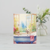 水カラフル色カントリーバスルーム 箔シーズンポストカード (立ち正面)