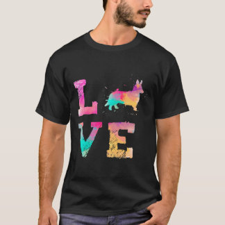 水カラフル色カ絵を描ルジガンウェルシュコーギー犬 Tシャツ