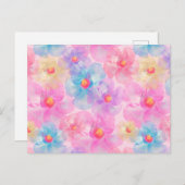 水カラフル色ガーデンフラワーズ大事な行事 ポストカード (正面/裏面)