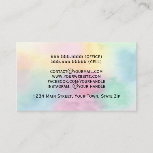 水カラフル色クラウドかわいらし名刺 名刺 (裏面)