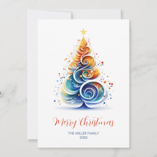 水カラフル色クリスマスツリーのカスタマイズ可能 シーズンカード (正面)