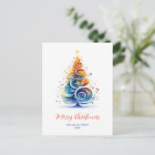 水カラフル色クリスマスツリーのカスタマイズ可能 シーズンポストカード (スタンド正面)