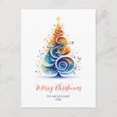 水カラフル色クリスマスツリーのカスタマイズ可能 シーズンポストカード (正面)