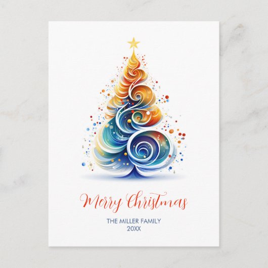 水カラフル色クリスマスツリーのカスタマイズ可能 シーズンポストカード (正面)