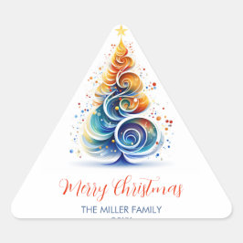 水カラフル色クリスマスツリーのカスタマイズ可能 三角形シール