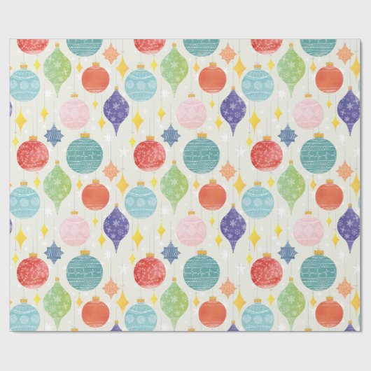 水カラフル色クリスマスツリーオーナメント ラッピングペーパー (フラット)