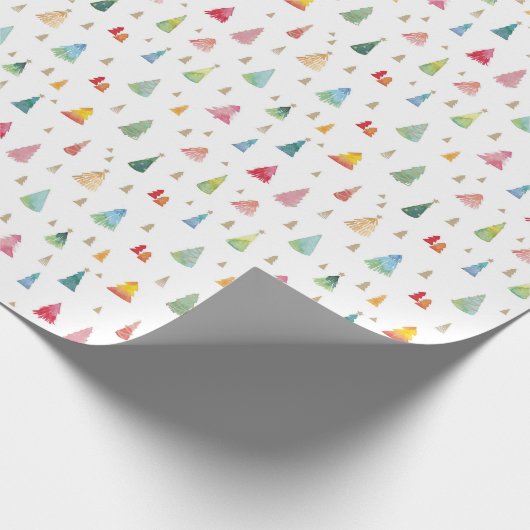 水カラフル色クリスマスツリーズホリデー ラッピングペーパー (角)