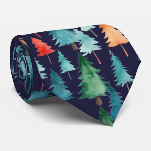 水カラフル色クリスマスツリーパーソナライズされた ネクタイ (ロール)