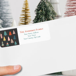 水カラフル色クリスマスツリー名 ラベル