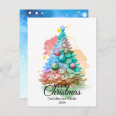 水カラフル色クリスマスツリー シーズンカード (正面/裏面)