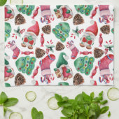 水カラフル色クリスマスデザイン キッチンタオル (折り畳み)