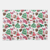 水カラフル色クリスマスデザイン キッチンタオル (横)