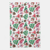 水カラフル色クリスマスデザイン キッチンタオル (縦)