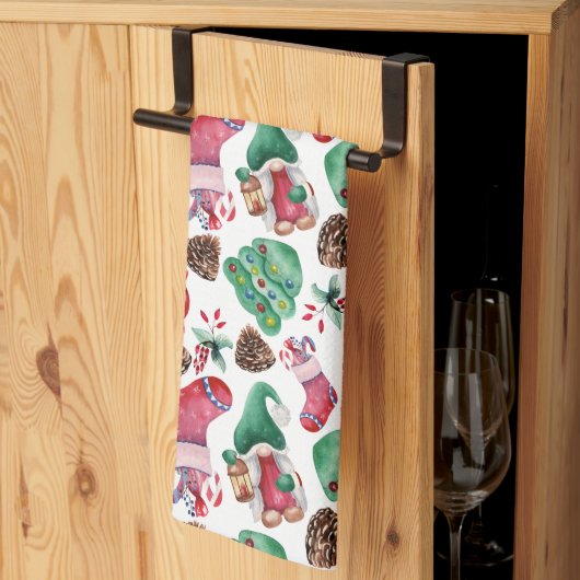 水カラフル色クリスマスデザイン キッチンタオル (三つ折り)