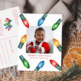 水カラフル色クリスマスライト写真 シーズンポストカード