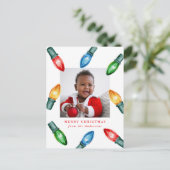 水カラフル色クリスマスライト写真 シーズンポストカード (スタンド正面)