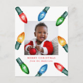 水カラフル色クリスマスライト写真 シーズンポストカード (正面)