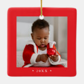 水カラフル色クリスマスライト2写真 セラミックオーナメント (裏面)