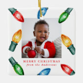 水カラフル色クリスマスライト2写真 セラミックオーナメント (正面)