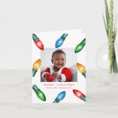 水カラフル色クリスマスライト3写真 シーズンカード (正面)