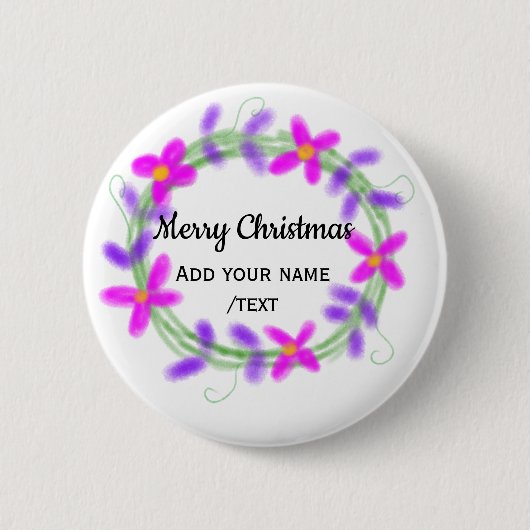 水カラフル色クリスマスリースガーランド追加n 缶バッジ (正面)