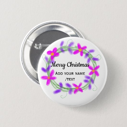 水カラフル色クリスマスリースガーランド追加n 缶バッジ (正面&裏面)
