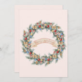 水カラフル色クリスマスリースホリデーカード シーズンカード (正面/裏面)