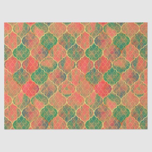 水カラフル色クローバーパターン 薄葉紙 (正面)