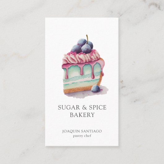 水カラフル色ケーキベイカーパティシエ 名刺 (正面)