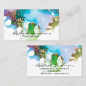 水カラフル色ゴールドフォイルモダンシック 名刺 (正面/裏面)