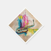 水カラフル色サクソフォンスプラッシュ スタンダードカクテルナプキン (角)